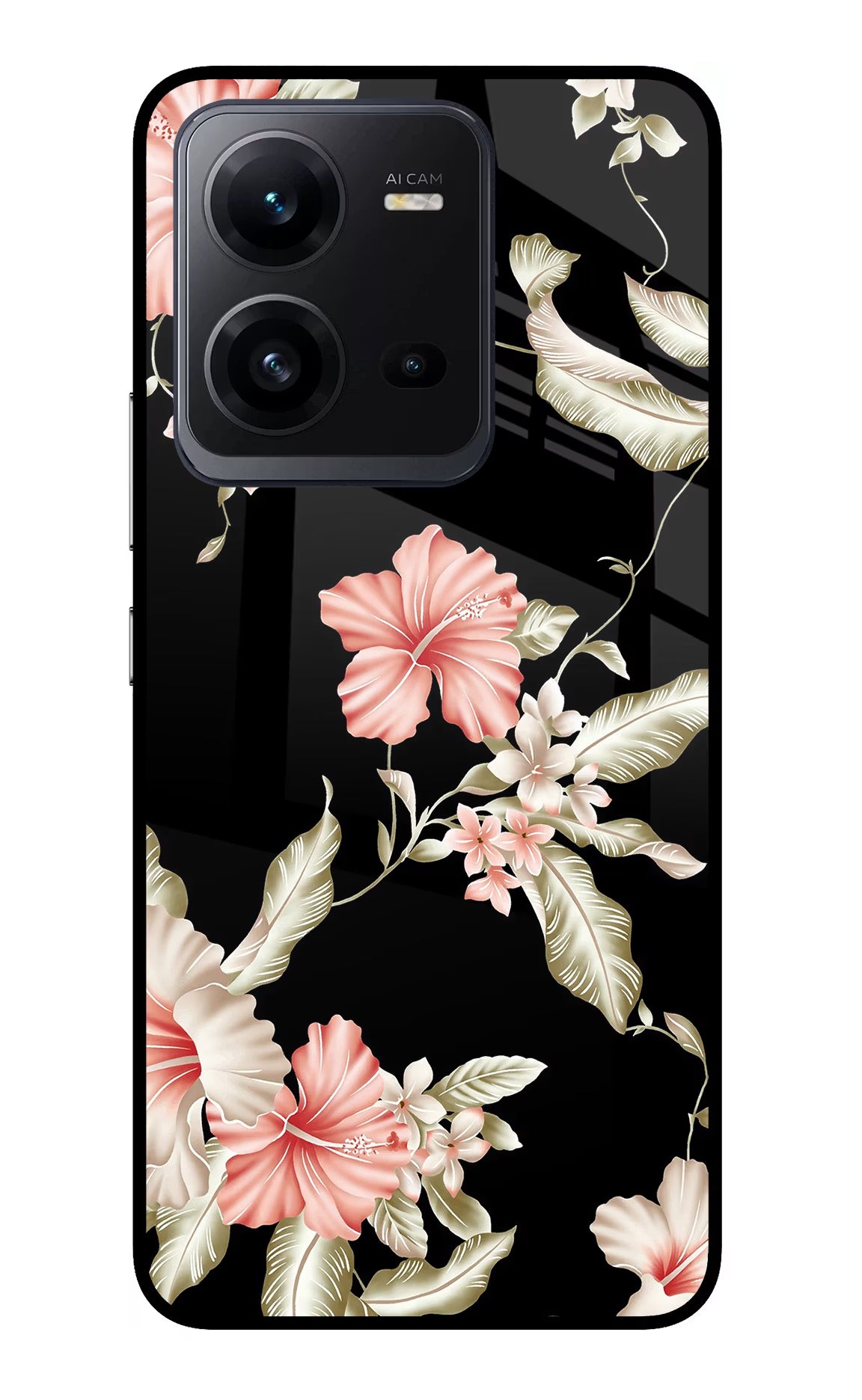 Flowers Vivo V25 5G Glass Case Back Cover by Casekaro