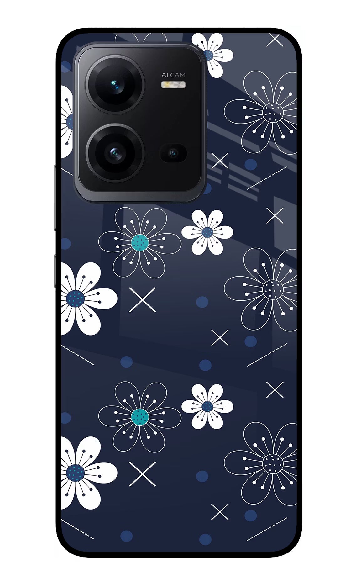 Flowers Vivo V25 5G Glass Case Back Cover by Casekaro