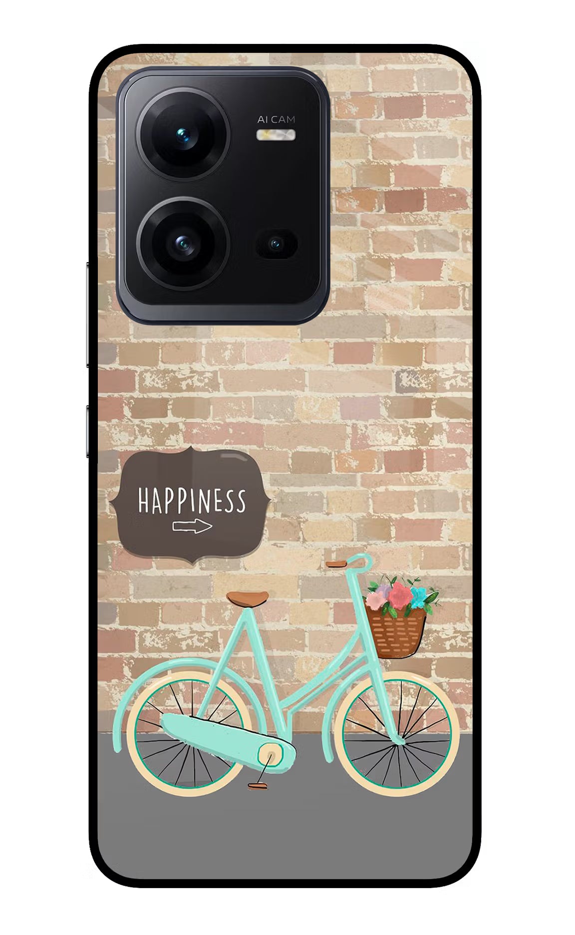 Happiness Artwork Vivo V25 5G Glass Case Back Cover by Casekaro