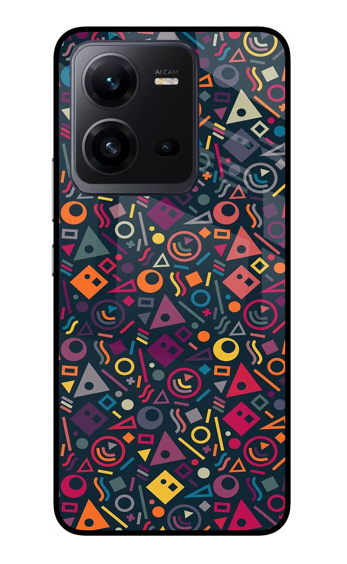 Geometric Abstract Vivo V25 5G Glass Case Back Cover by Casekaro