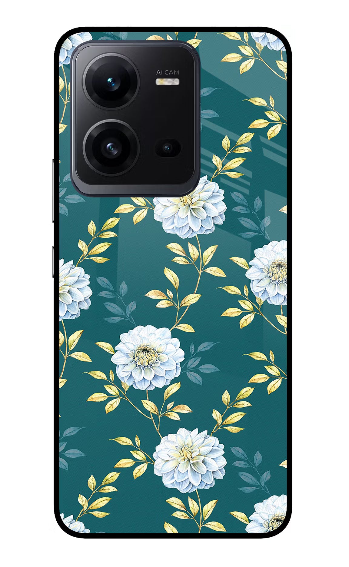 Flowers Vivo V25 5G Glass Case Back Cover by Casekaro