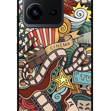 Cinema Abstract Vivo V25 5G Glass Case Back Cover by Casekaro
