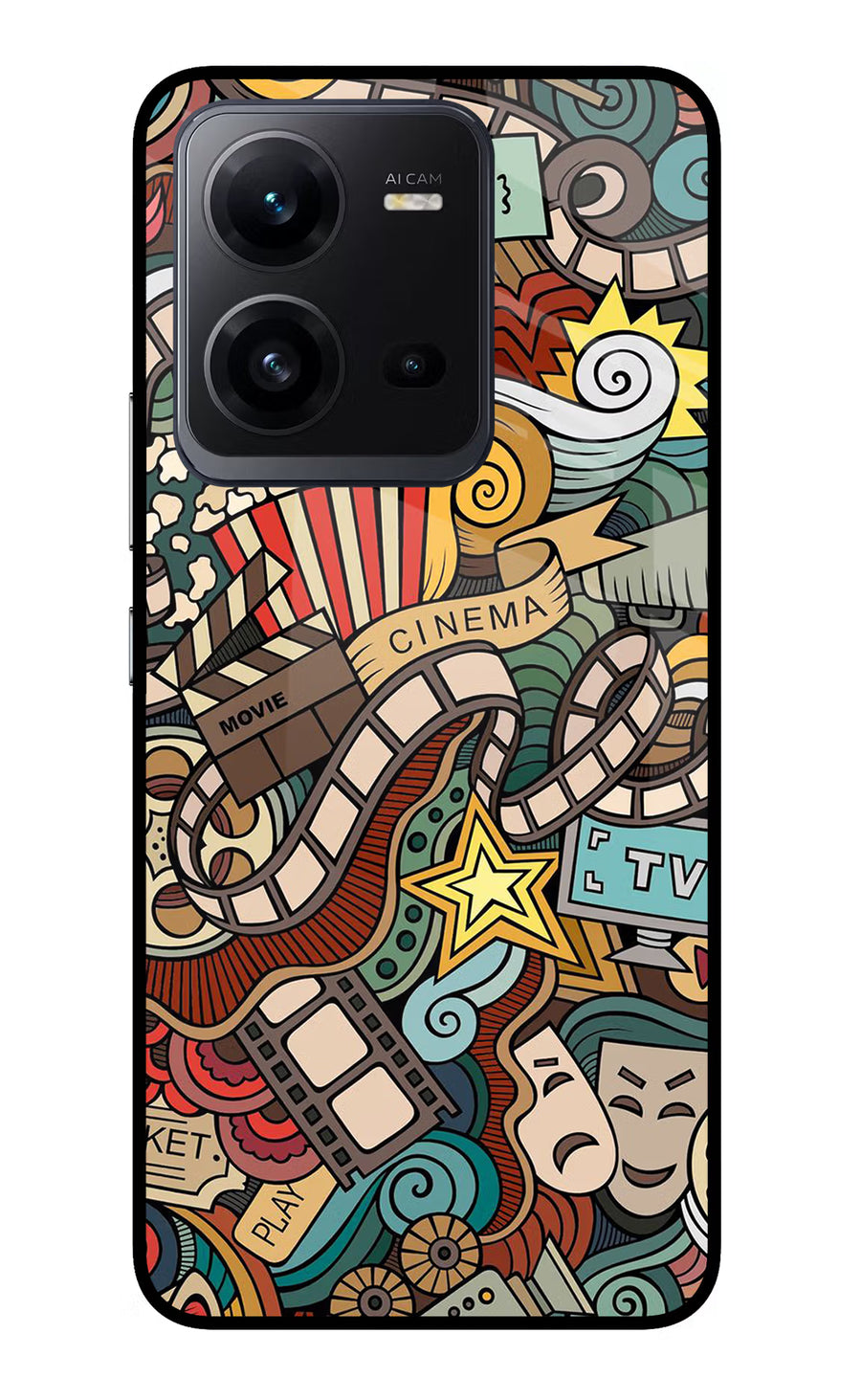 Cinema Abstract Vivo V25 5G Back Cover, Glass case