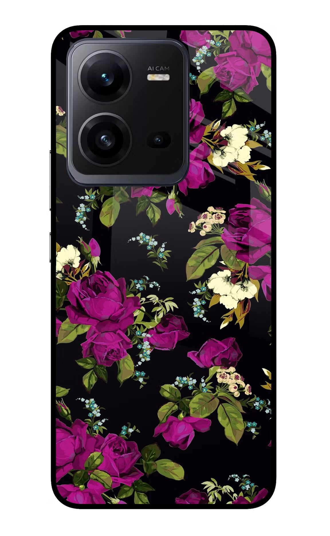 Flowers Vivo V25 5G Glass Case Back Cover by Casekaro