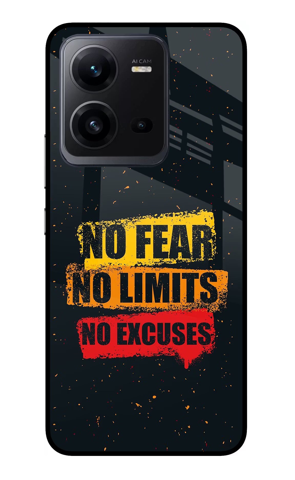 No Fear No Limits No Excuse Vivo V25 5G Glass Case Back Cover by Casekaro
