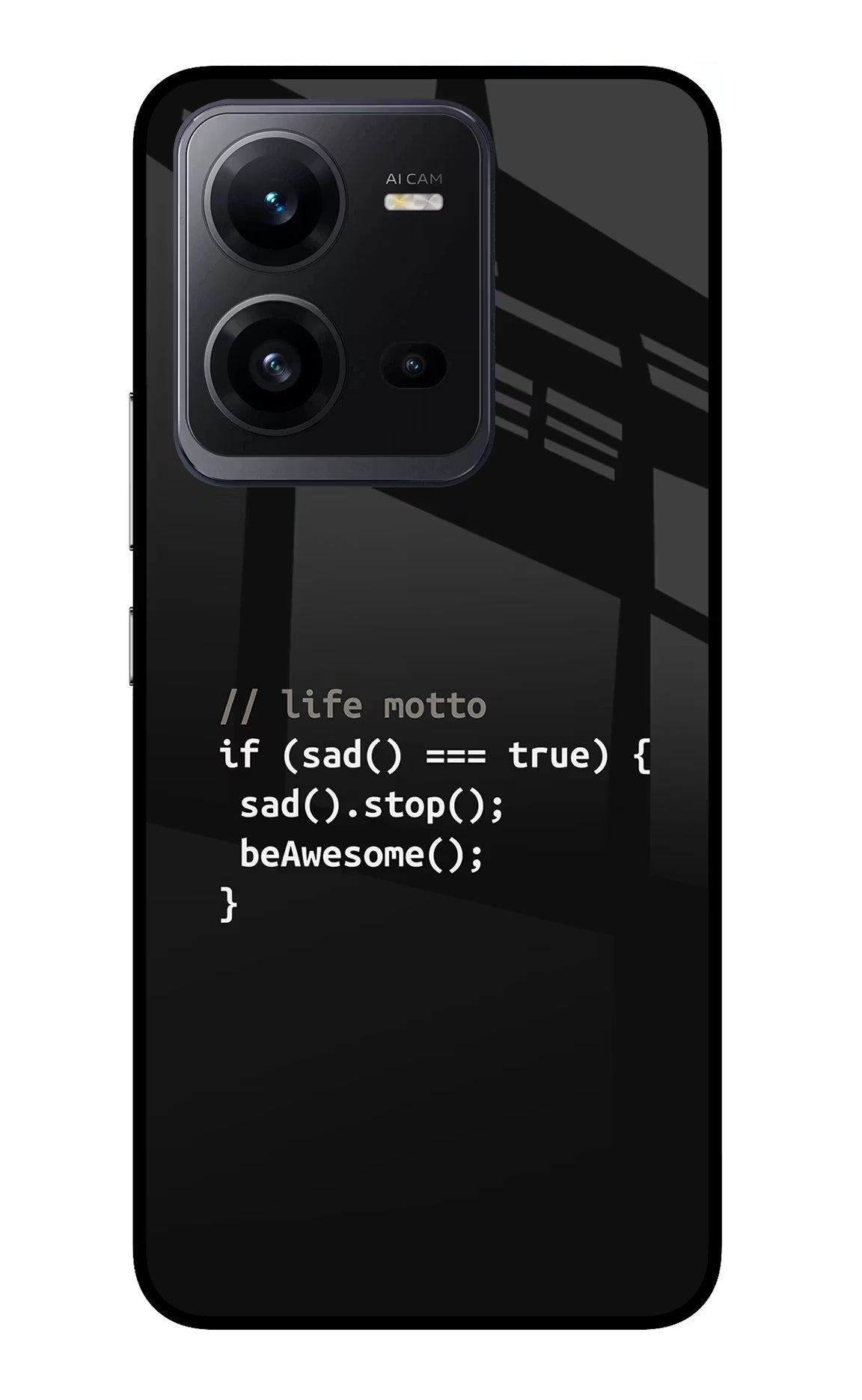 Life Motto Code Vivo V25 5G Glass Case Back Cover by Casekaro