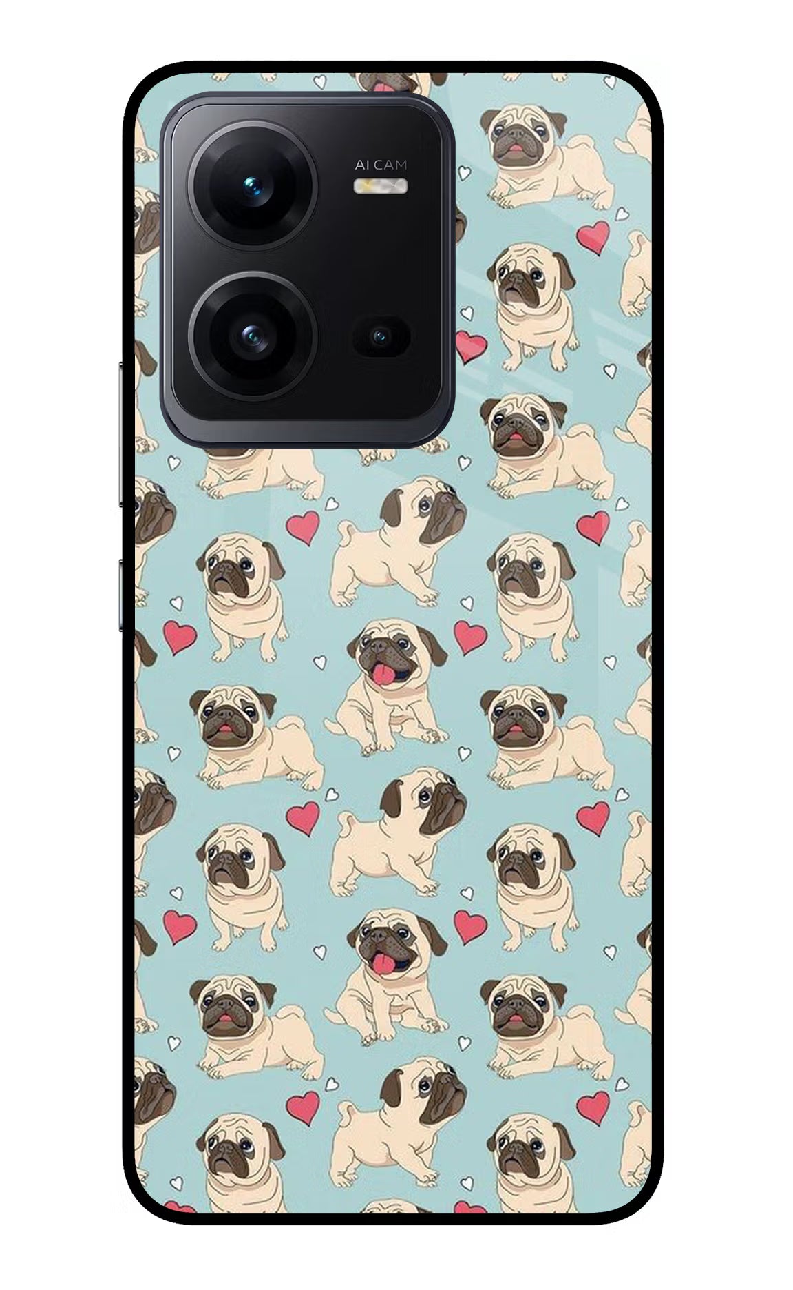 Pug Dog Vivo V25 5G Glass Case Back Cover by Casekaro