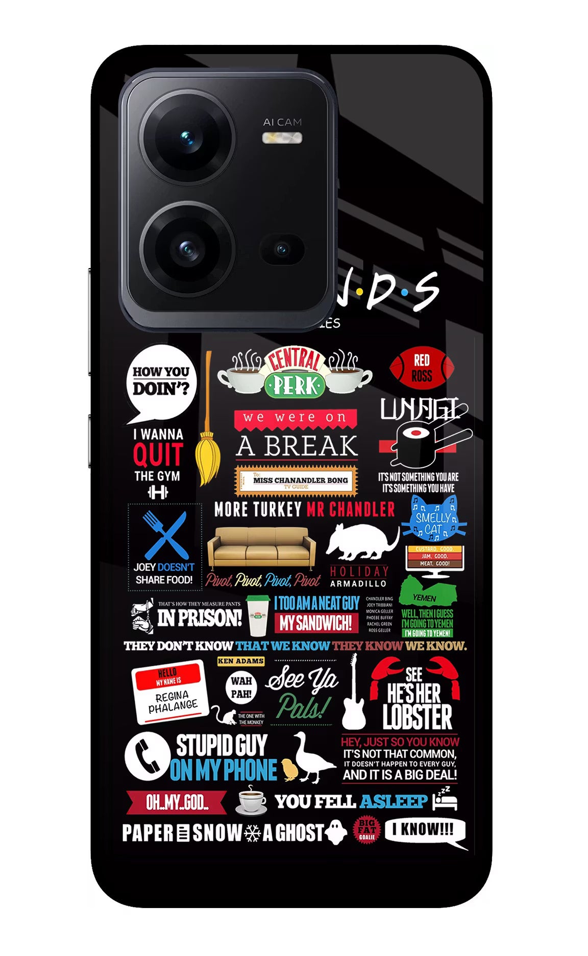 FRIENDS Vivo V25 5G Glass Case Back Cover by Casekaro