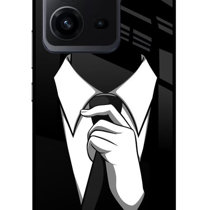 Black Tie Vivo V25 5G Glass Case Back Cover by Casekaro