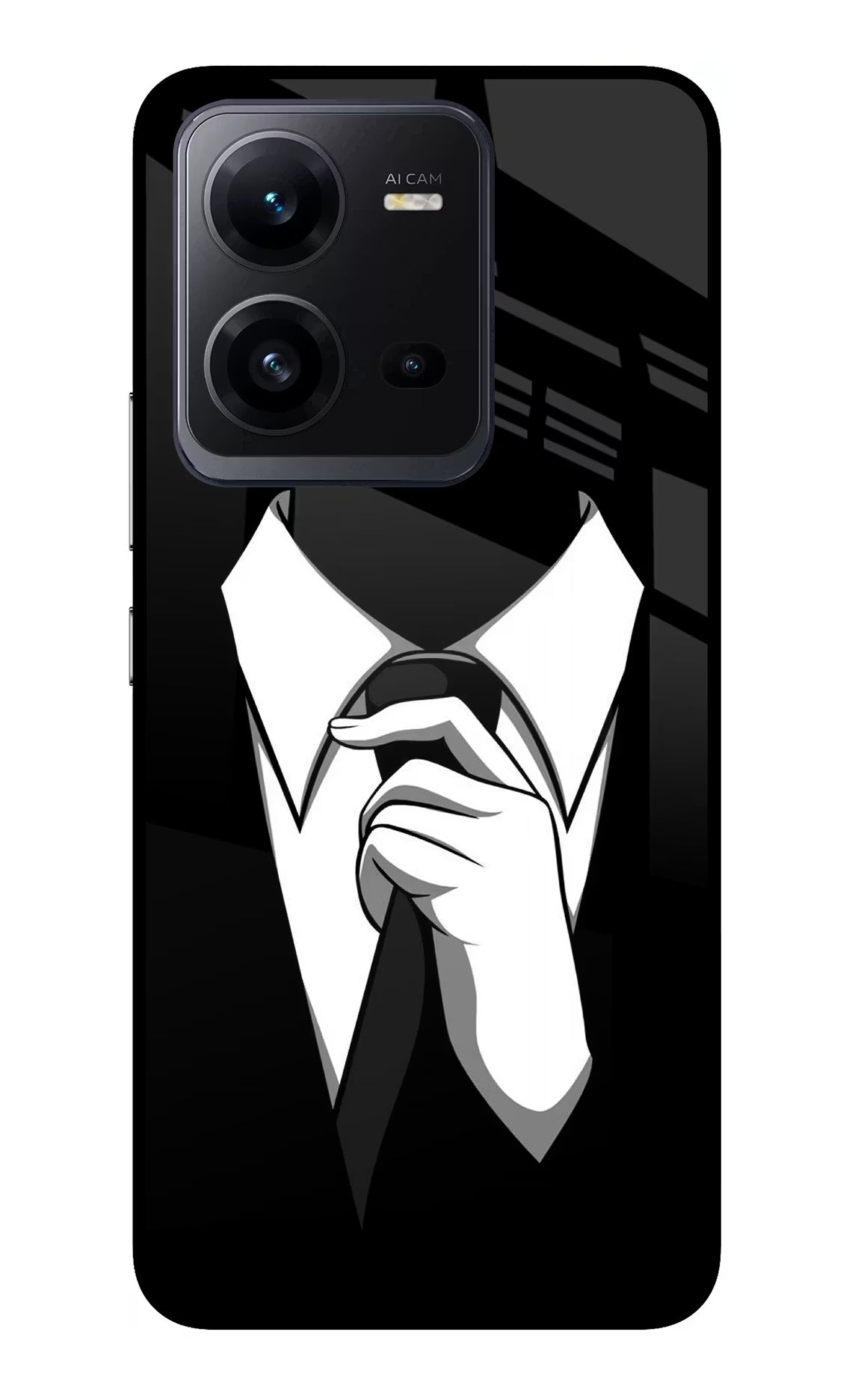 Black Tie Vivo V25 5G Glass Case Back Cover by Casekaro