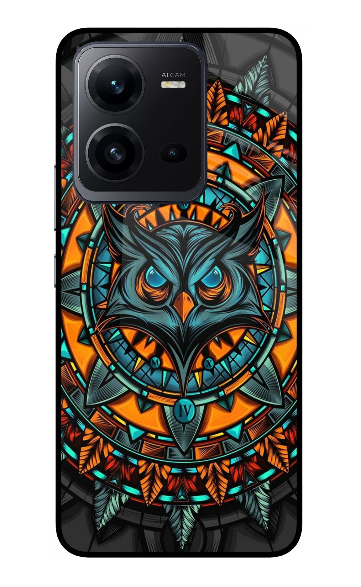 Angry Owl Art Vivo V25 5G Glass Case