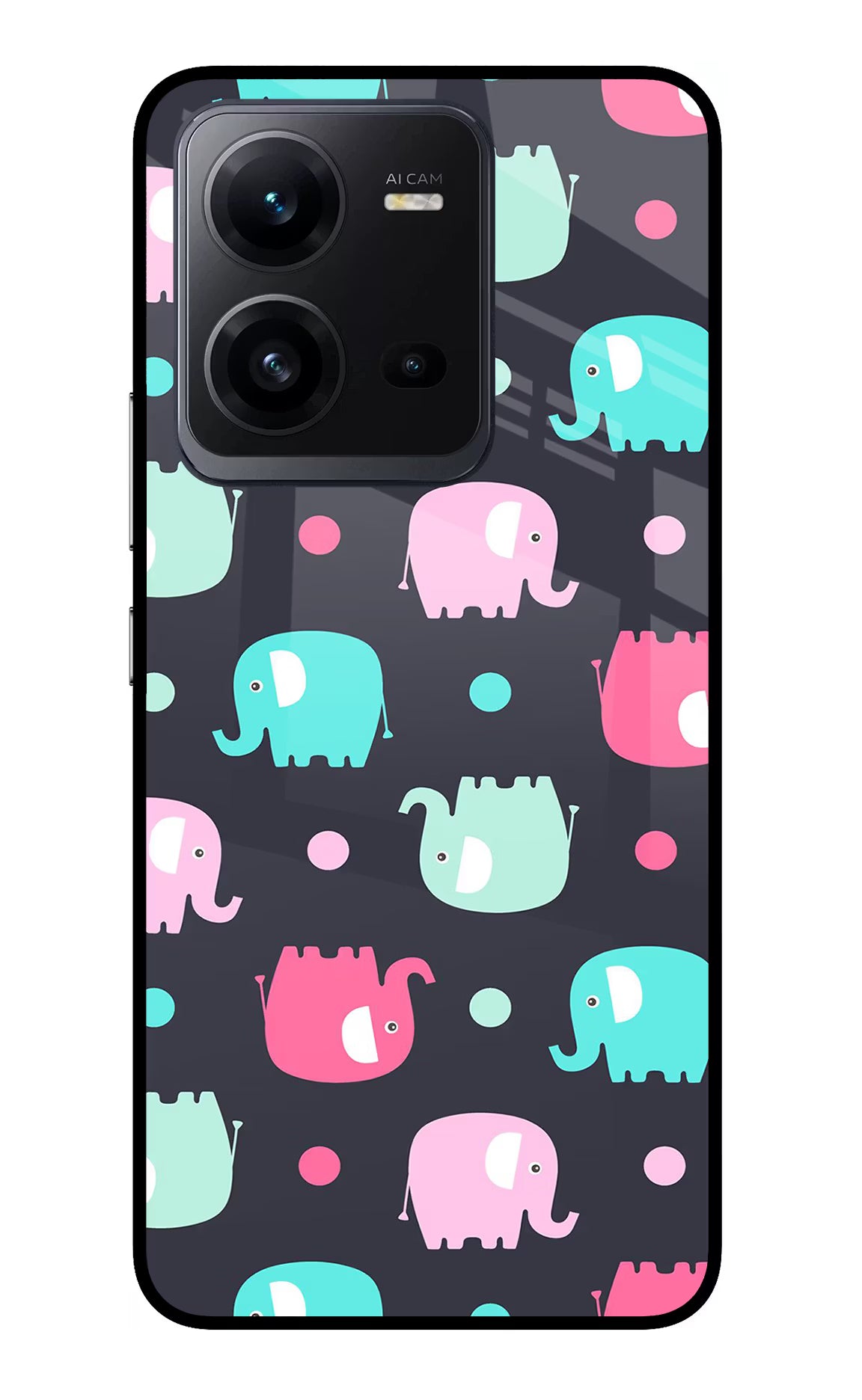 Elephants Vivo V25 5G Glass Case Back Cover by Casekaro