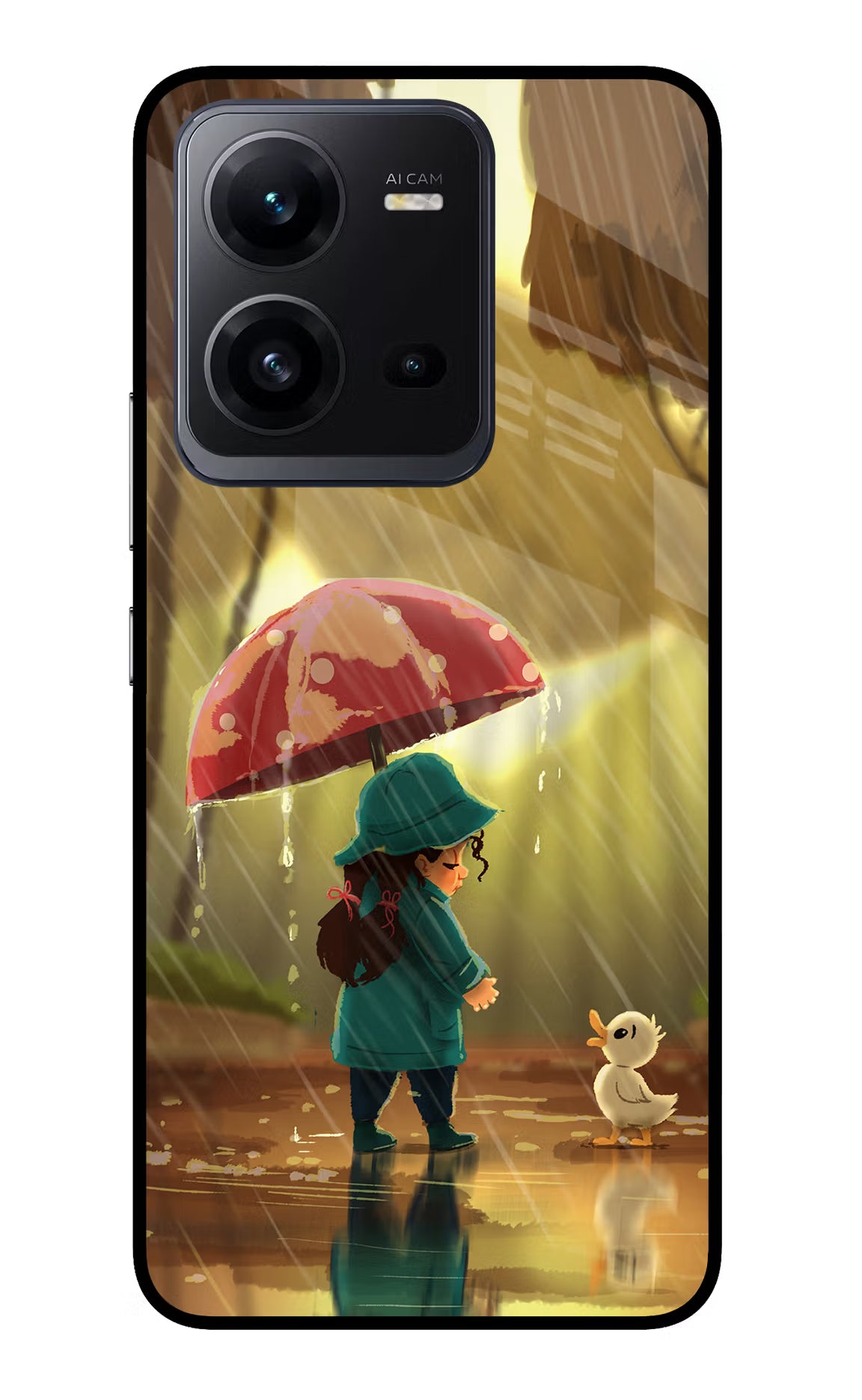 Rainy Day Vivo V25 5G Glass Case Back Cover by Casekaro
