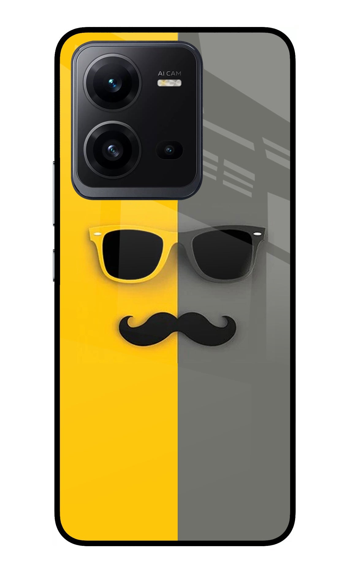 Sunglasses with Mustache Vivo V25 5G Glass Case