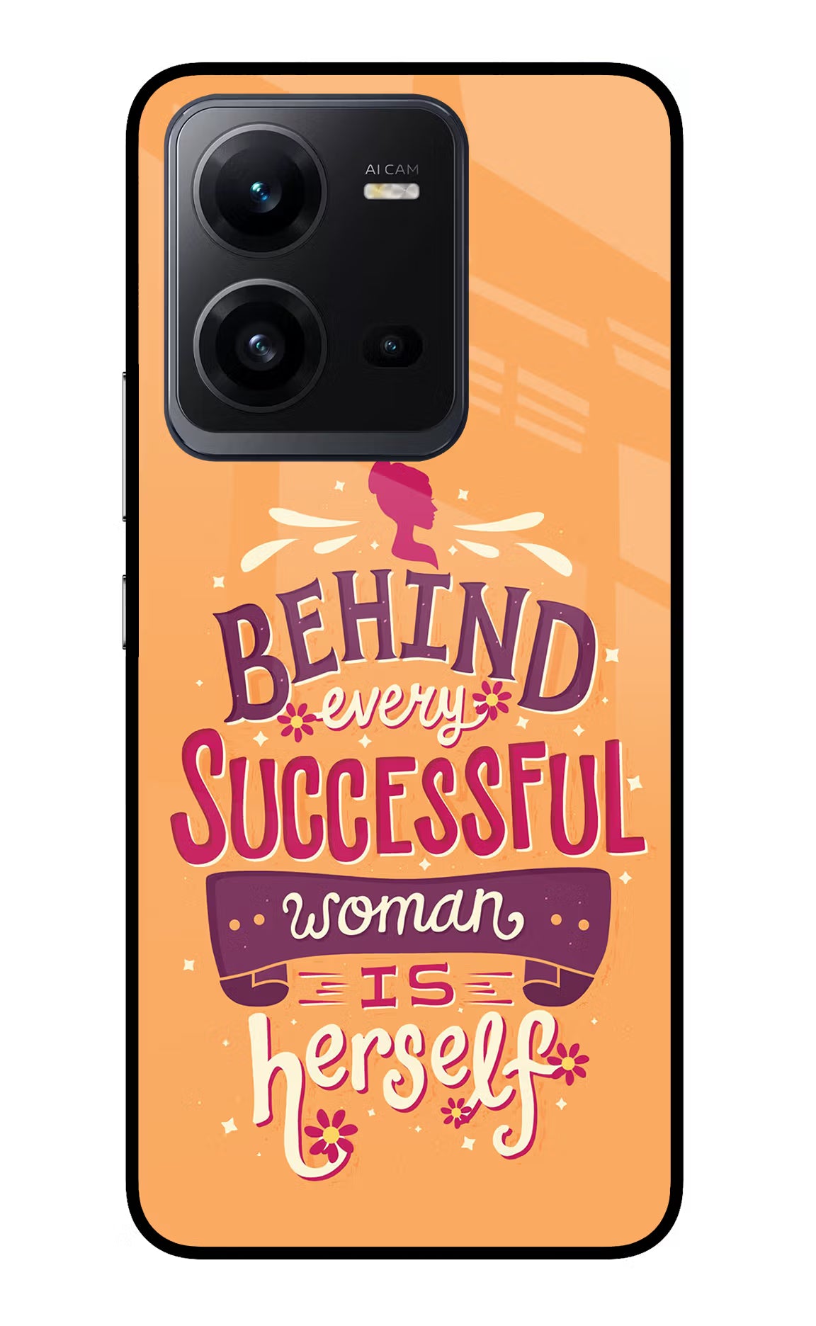 Behind Every Successful Woman There Is Herself Vivo V25 5G Glass Case Back Cover by Casekaro