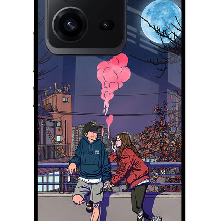 Chilling Couple Vivo V25 5G Glass Case Back Cover by Casekaro