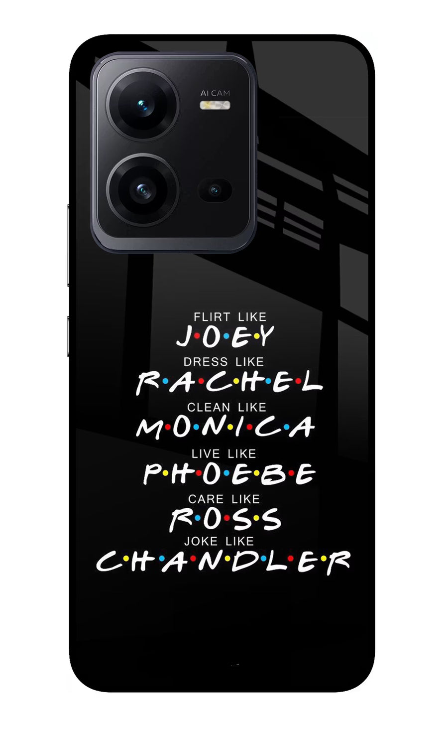 FRIENDS Character Vivo V25 5G Back Cover, Glass case