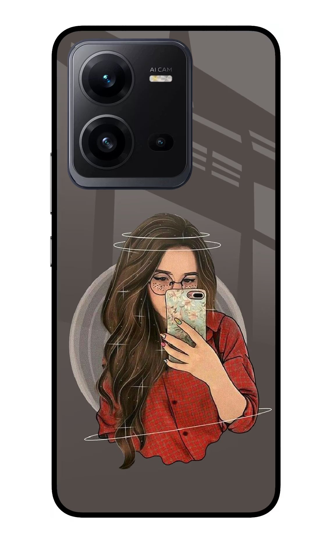 Selfie Queen Vivo V25 5G Glass Case Back Cover by Casekaro