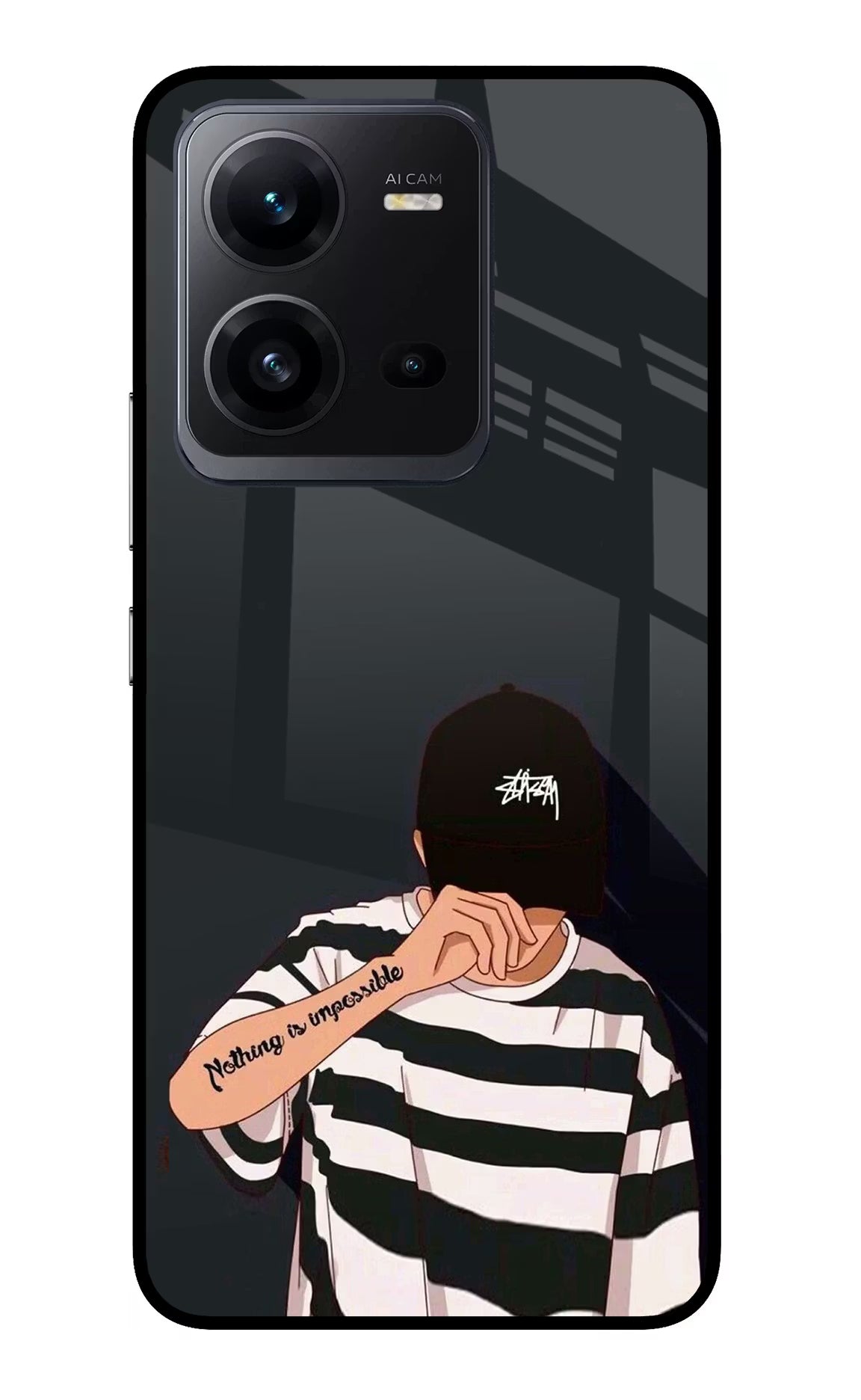 Aesthetic Boy Vivo V25 5G Glass Case Back Cover by Casekaro