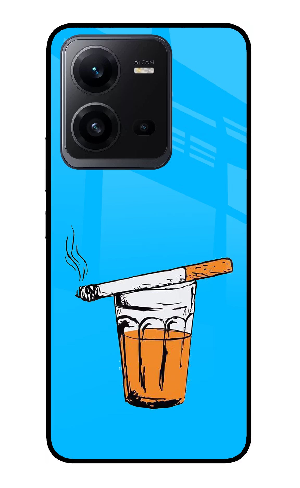 Chai Sutta Vivo V25 5G Glass Case Back Cover by Casekaro