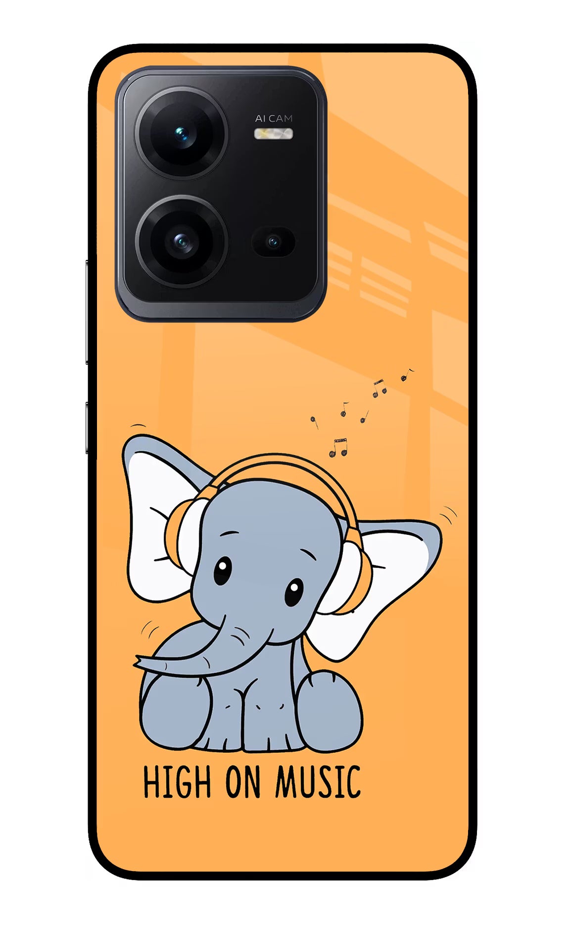High On Music Vivo V25 5G Glass Case Back Cover by Casekaro