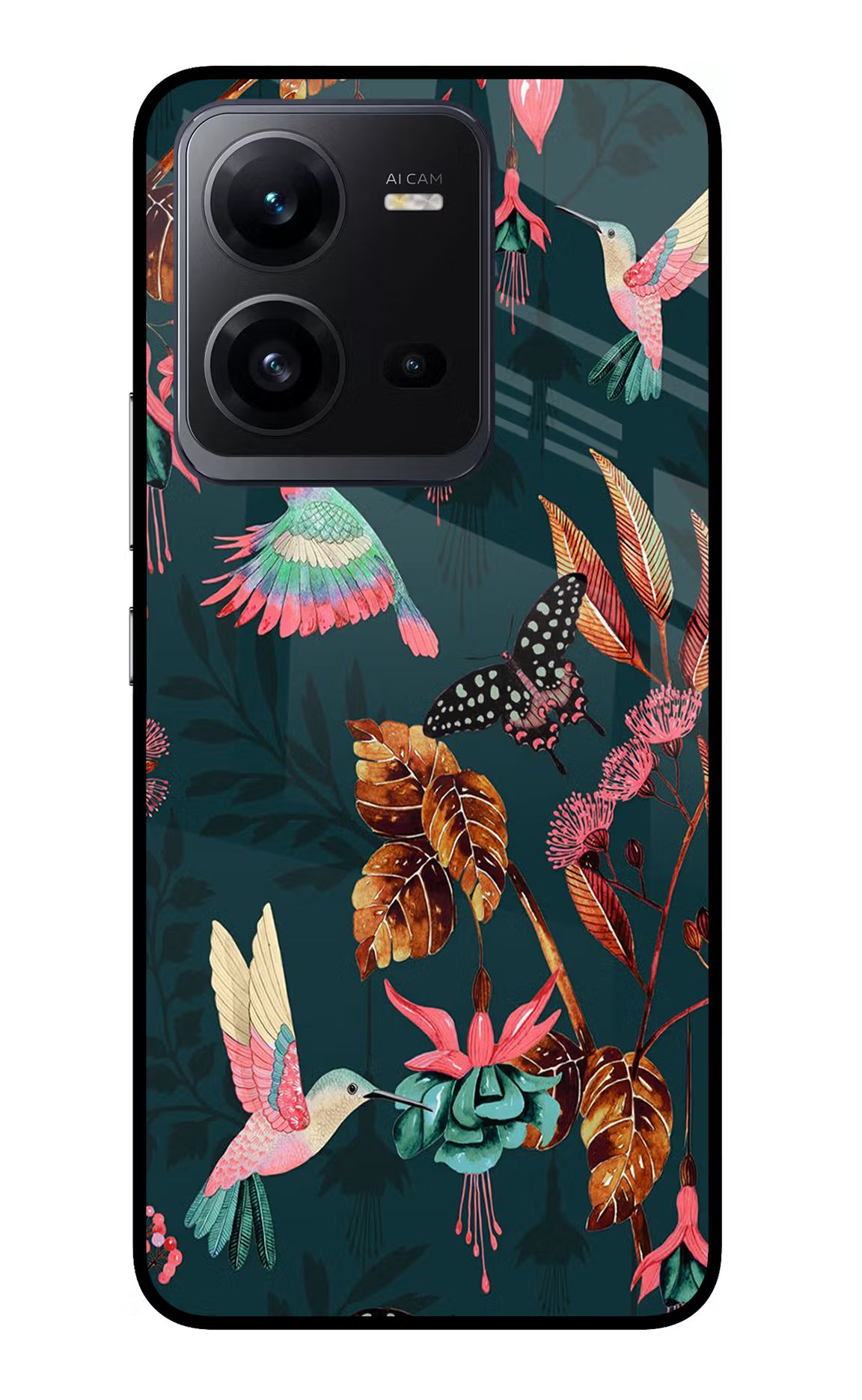 Birds Vivo V25 5G Glass Case Back Cover by Casekaro