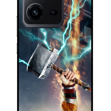 Thor Hammer Mjolnir Vivo V25 5G Glass Case Back Cover by Casekaro