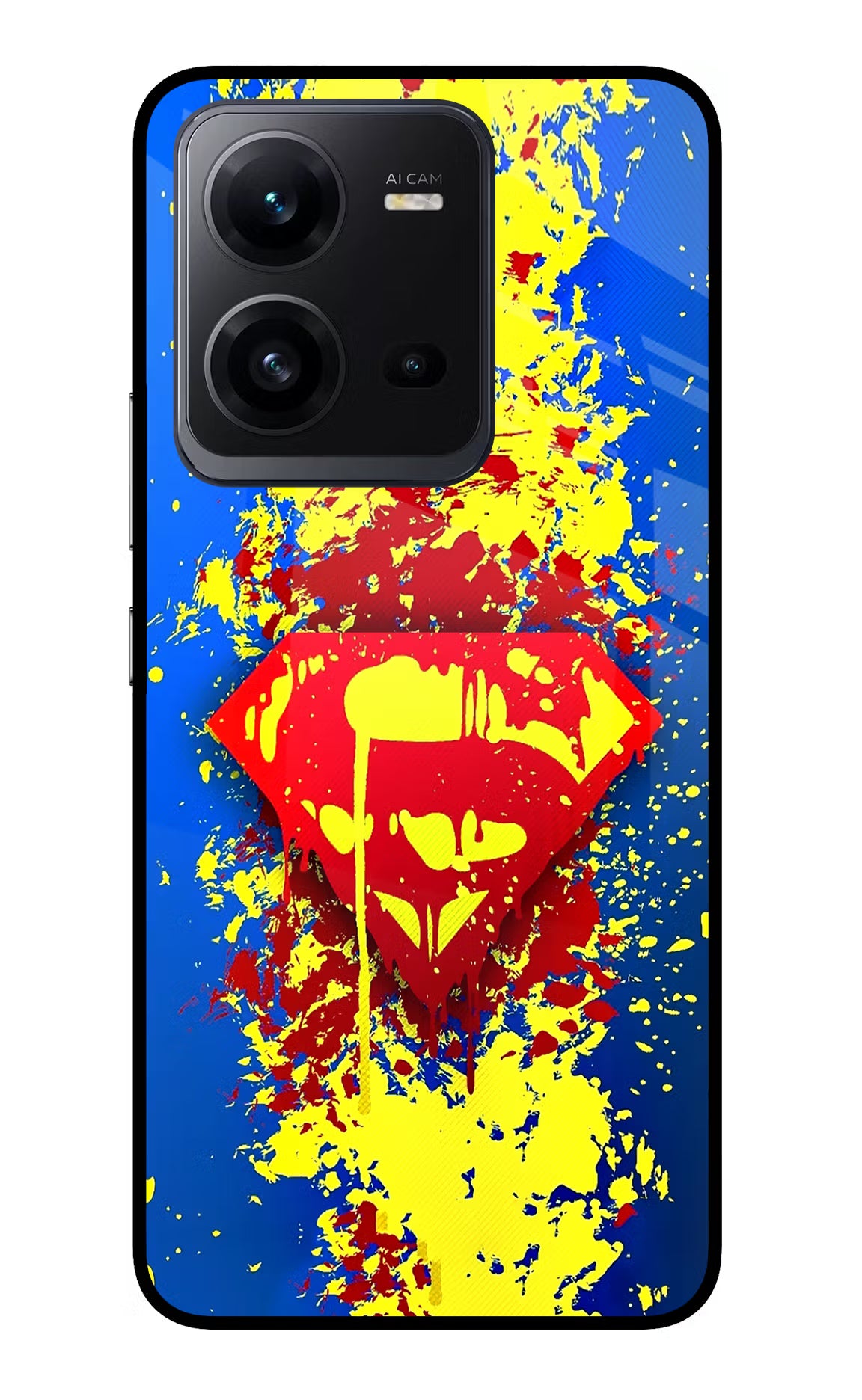Superman logo Vivo V25 5G Glass Case Back Cover by Casekaro