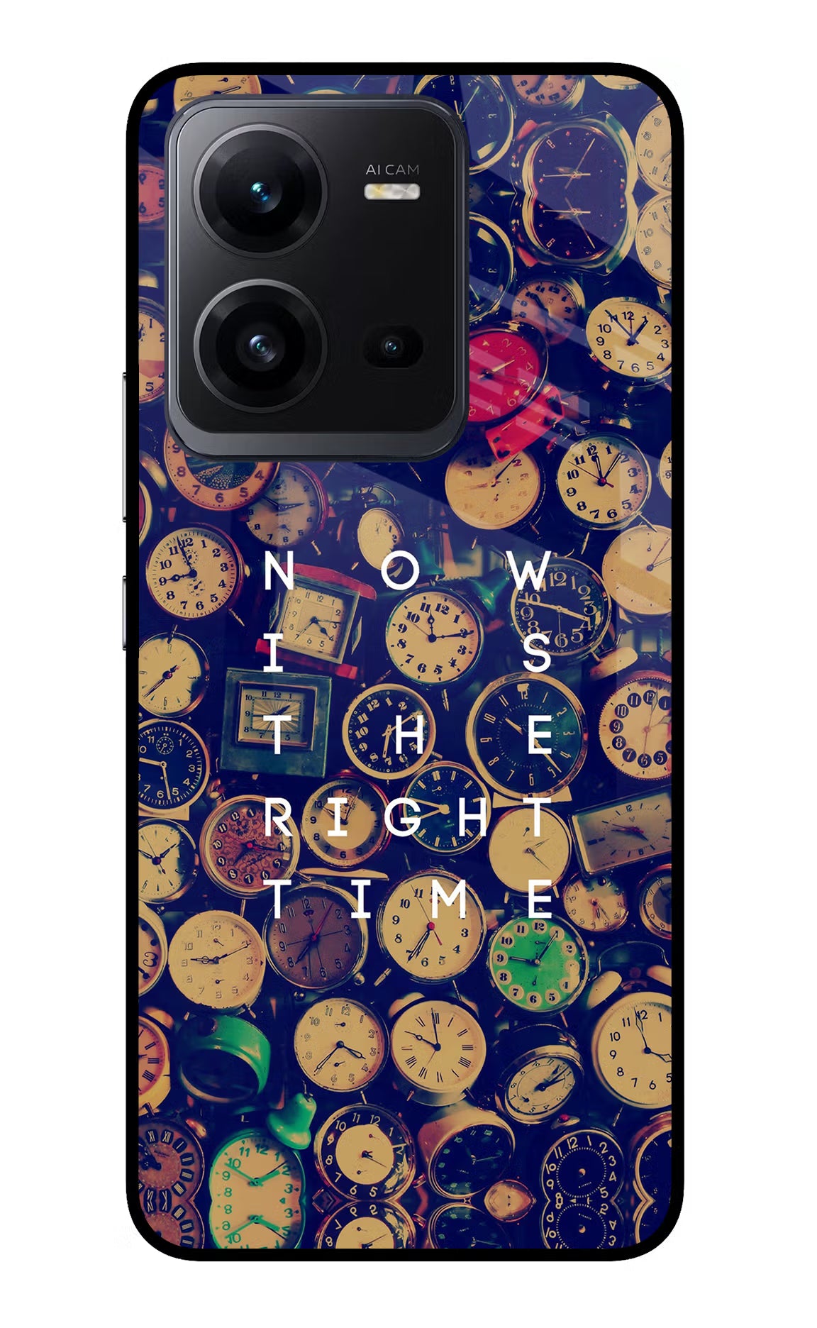 Now is the Right Time Quote Vivo V25 5G Glass Case Back Cover by Casekaro