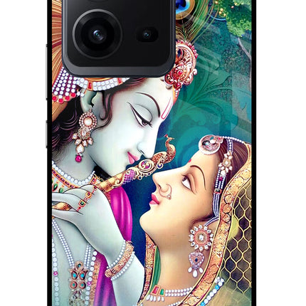 Lord Radha Krishna Vivo V25 5G Glass Case Back Cover by Casekaro