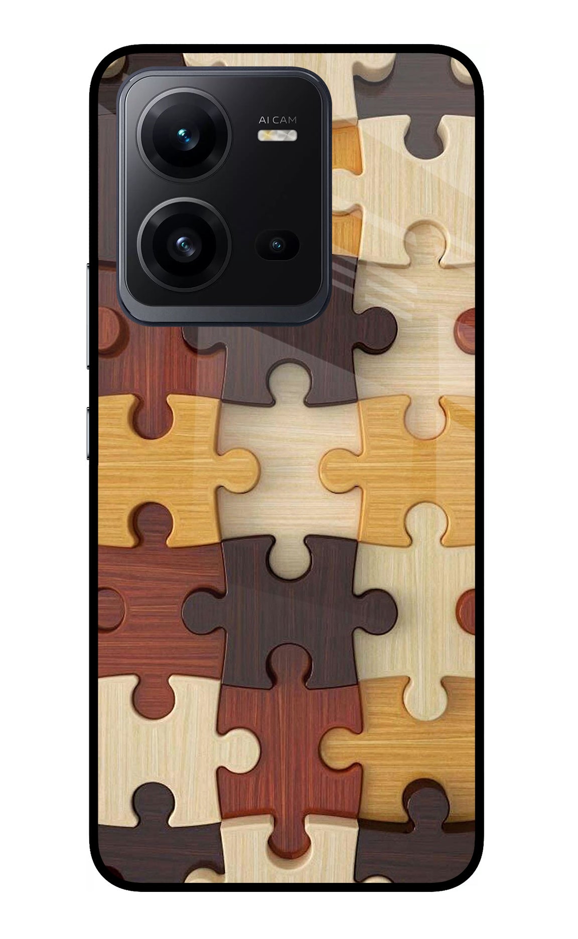 Wooden Puzzle Vivo V25 5G Glass Case