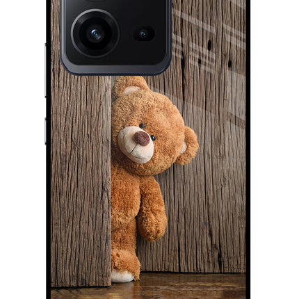 Teddy Wooden Vivo V25 5G Glass Case Back Cover by Casekaro