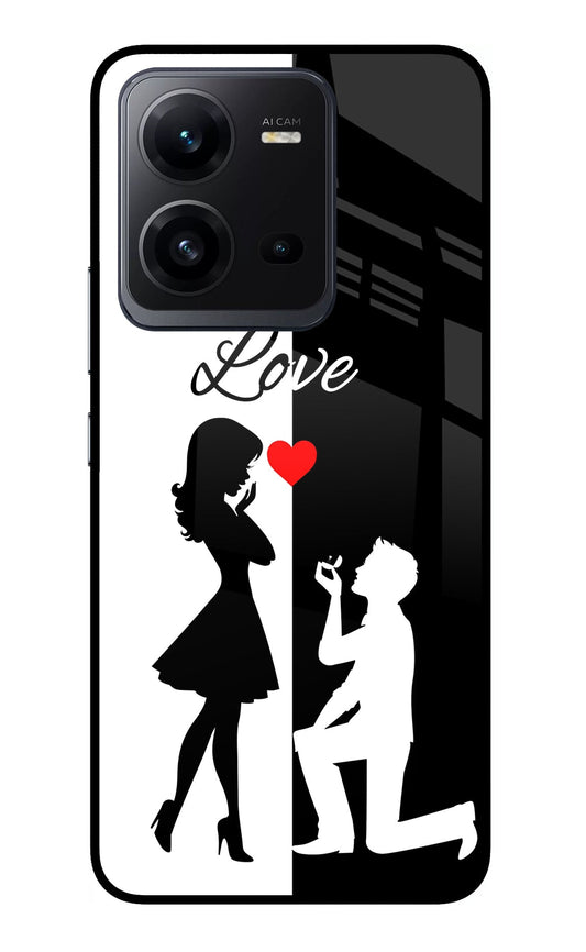Love Propose Black And White Vivo V25 5G Glass Case