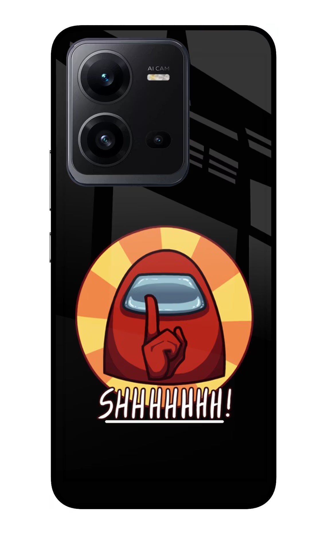 Among Us Shhh! Vivo V25 5G Glass Case Back Cover by Casekaro