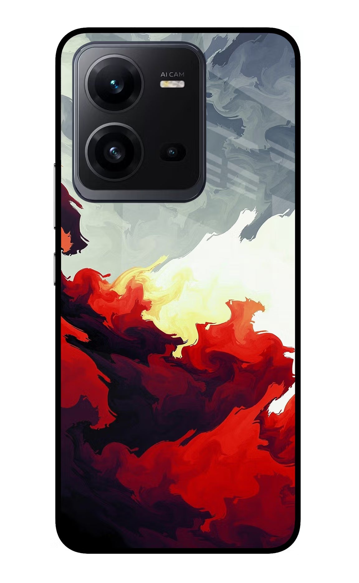 Fire Cloud Vivo V25 5G Glass Case Back Cover by Casekaro