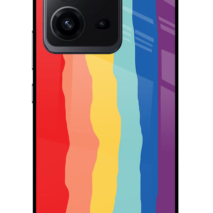 Rainbow Vivo V25 5G Glass Case Back Cover by Casekaro