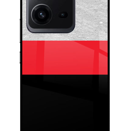 Tri Color Pattern Vivo V25 5G Glass Case Back Cover by Casekaro