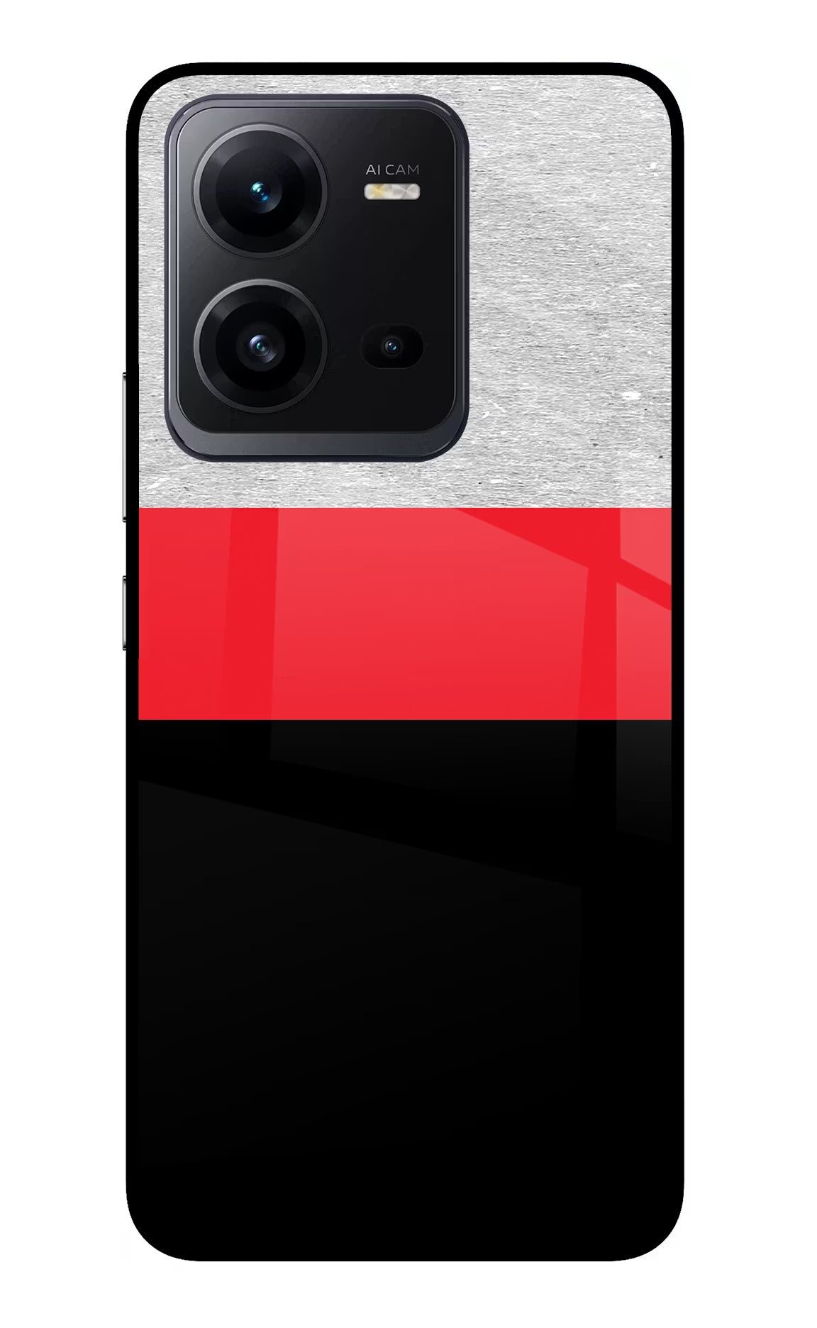 Tri Color Pattern Vivo V25 5G Glass Case Back Cover by Casekaro