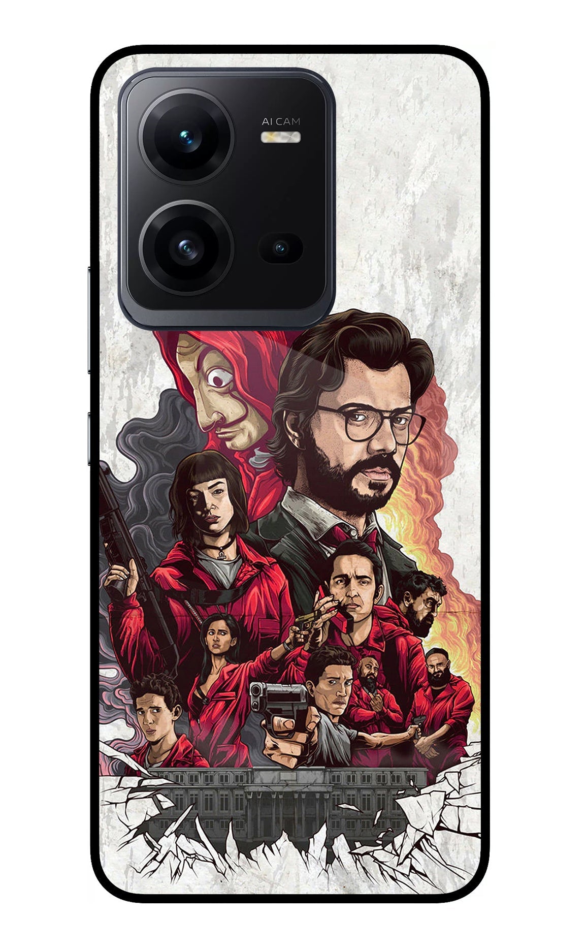 Money Heist Artwork Vivo V25 5G Glass Case