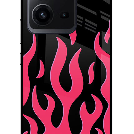 Fire Flames Vivo V25 5G Glass Case Back Cover by Casekaro