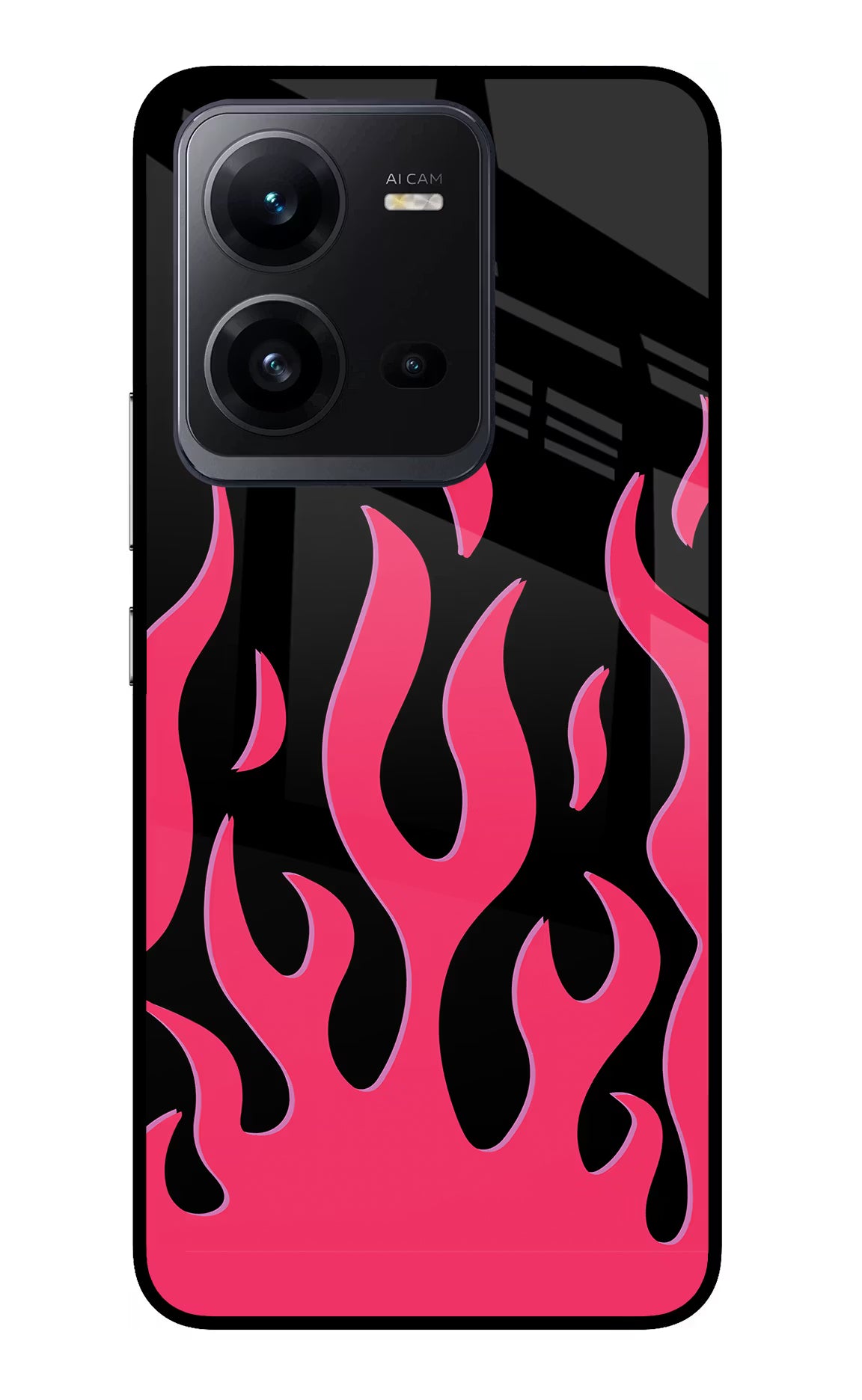 Fire Flames Vivo V25 5G Glass Case Back Cover by Casekaro