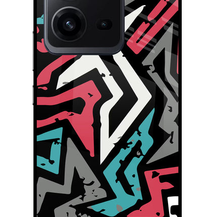 Geometric Graffiti Vivo V25 5G Glass Case Back Cover by Casekaro