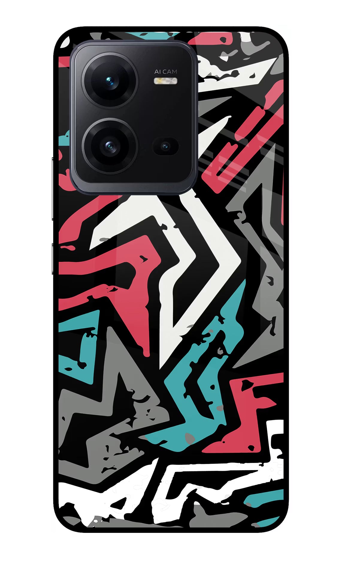 Geometric Graffiti Vivo V25 5G Glass Case Back Cover by Casekaro