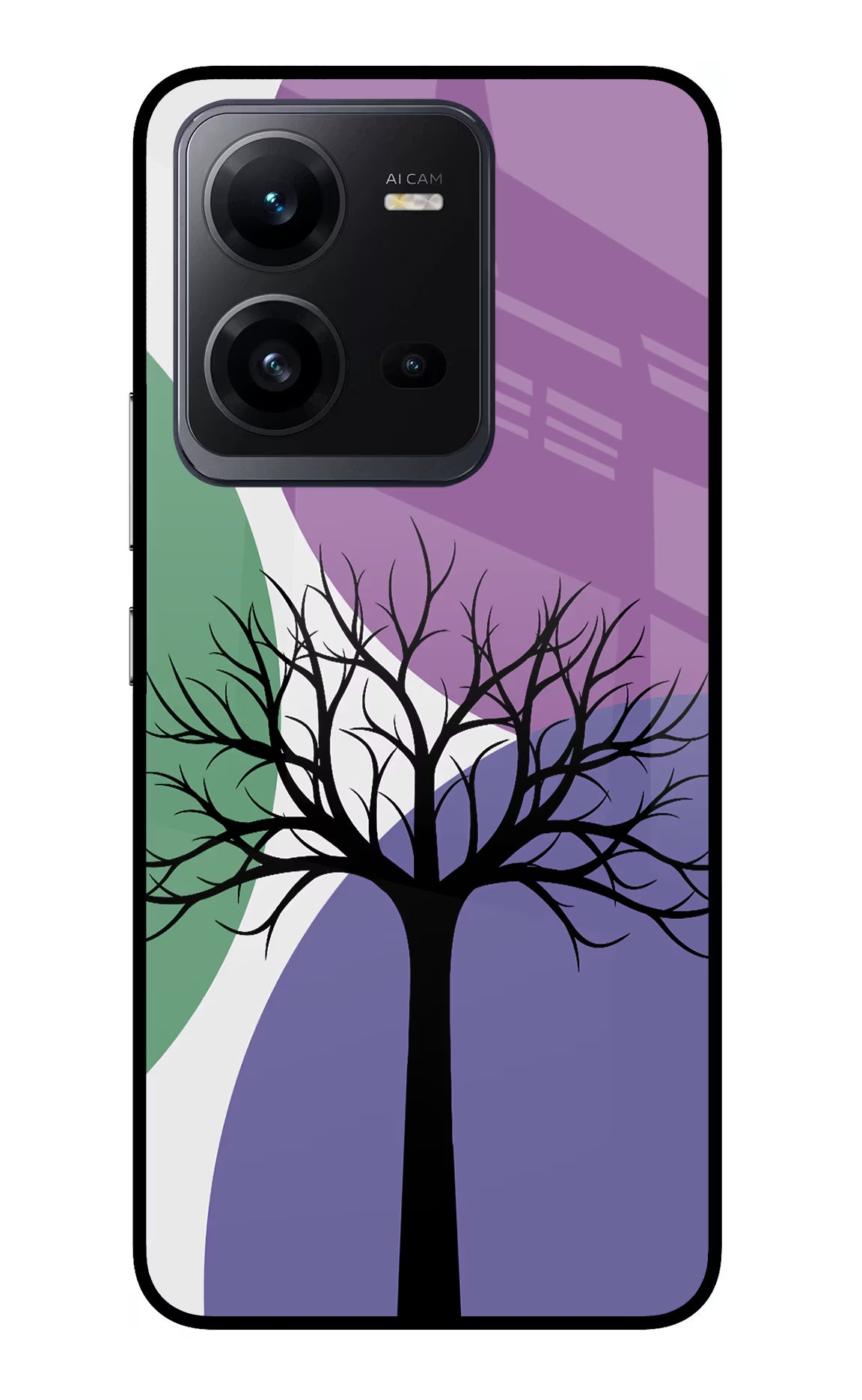 Tree Art Vivo V25 5G Glass Case Back Cover by Casekaro