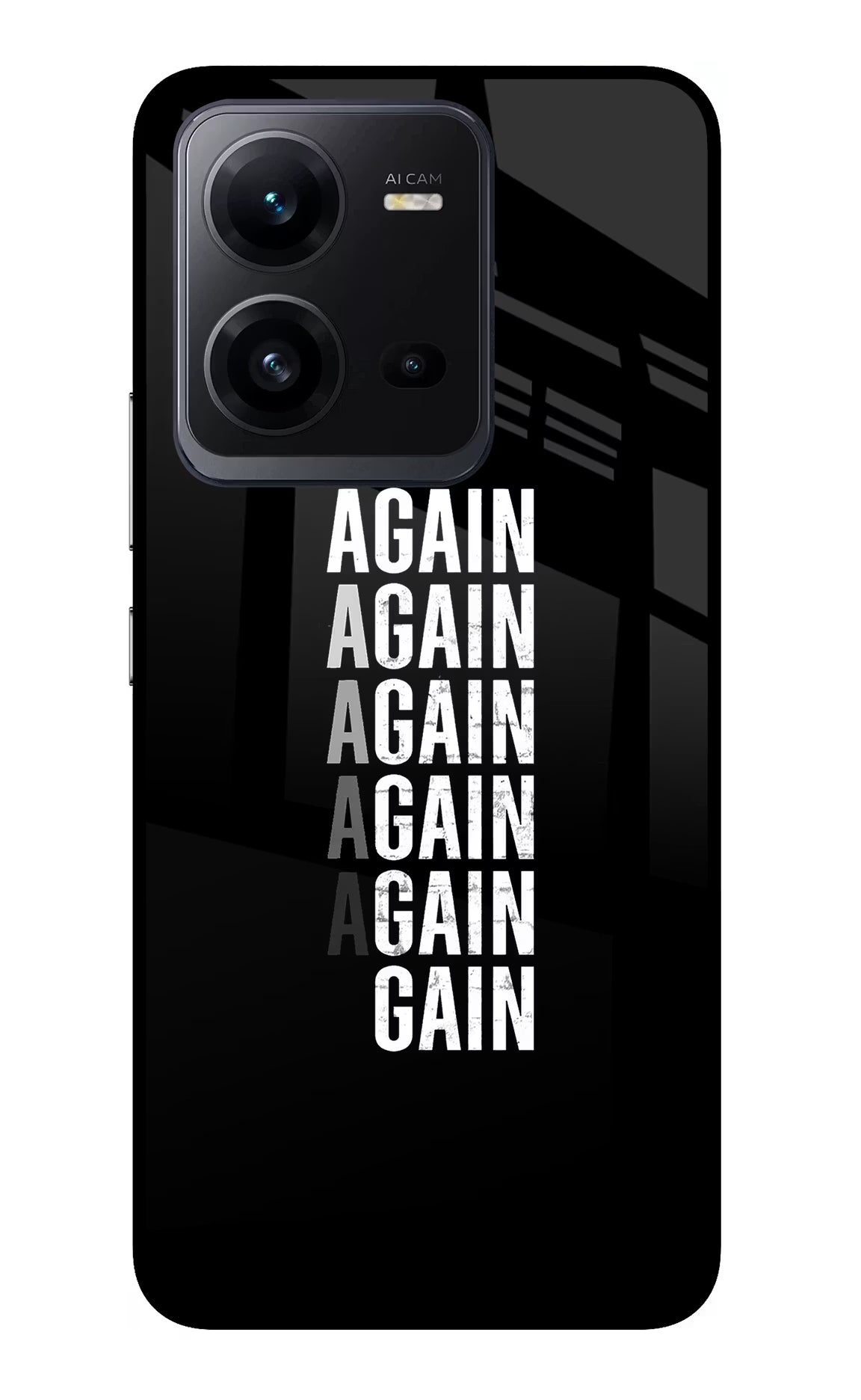 Again Again Gain Vivo V25 5G Glass Case Back Cover by Casekaro