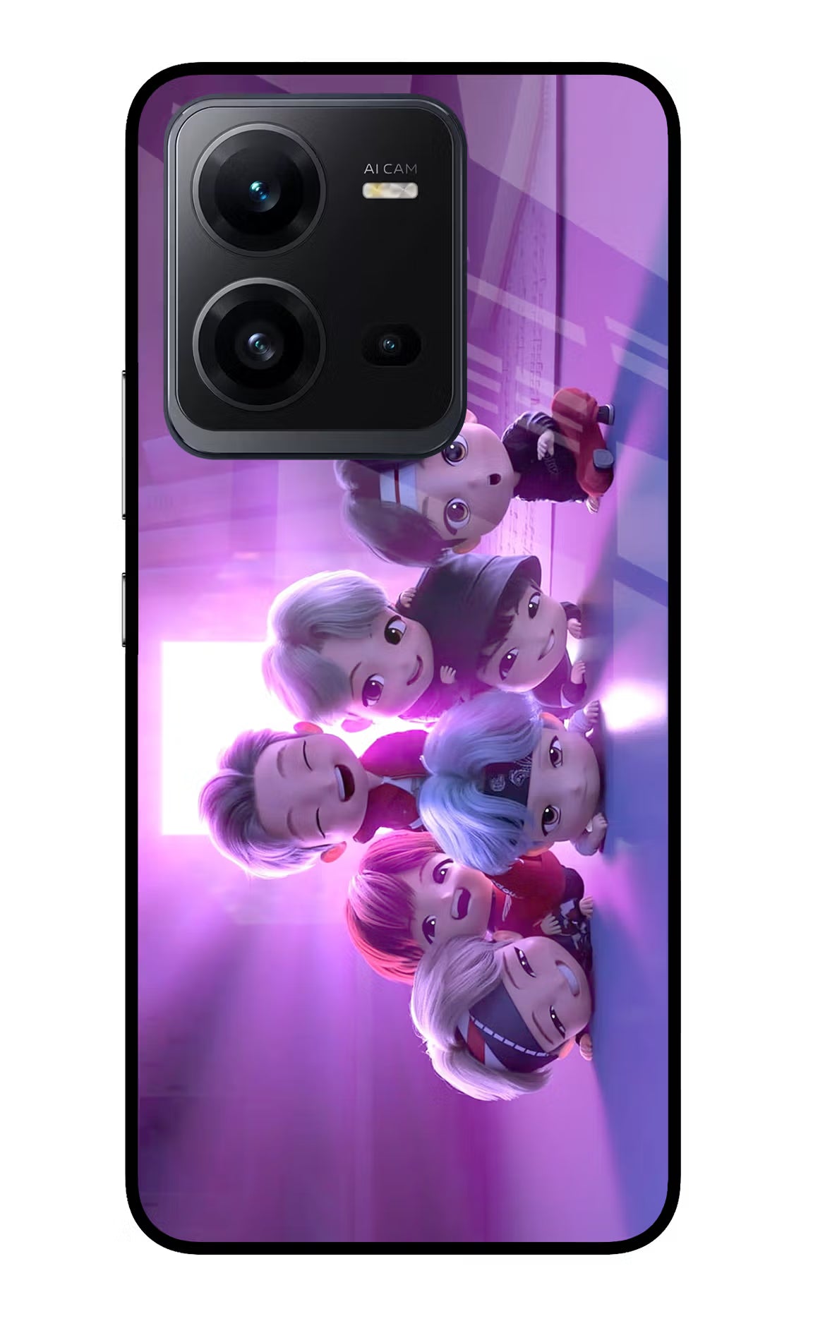 BTS Chibi Vivo V25 5G Glass Case Back Cover by Casekaro