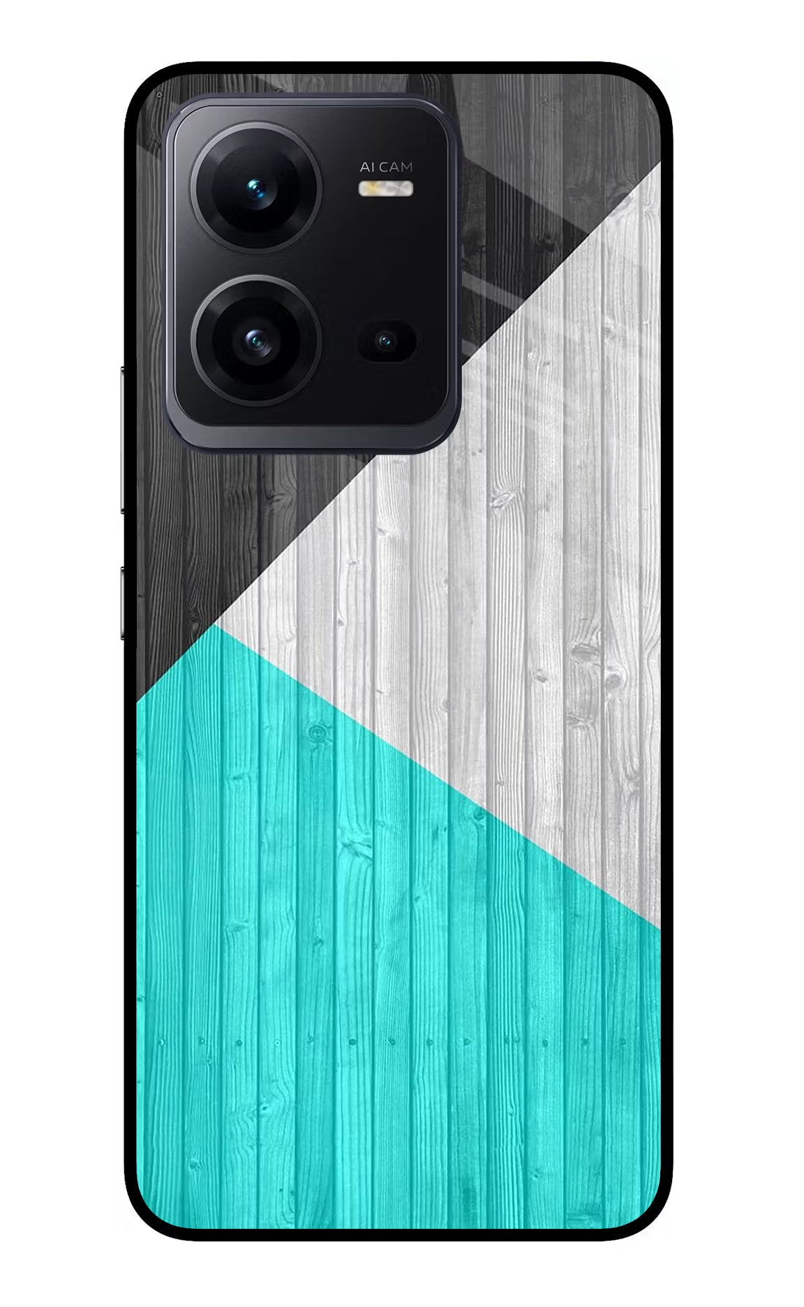 Wooden Abstract Vivo V25 5G Glass Case Back Cover by Casekaro
