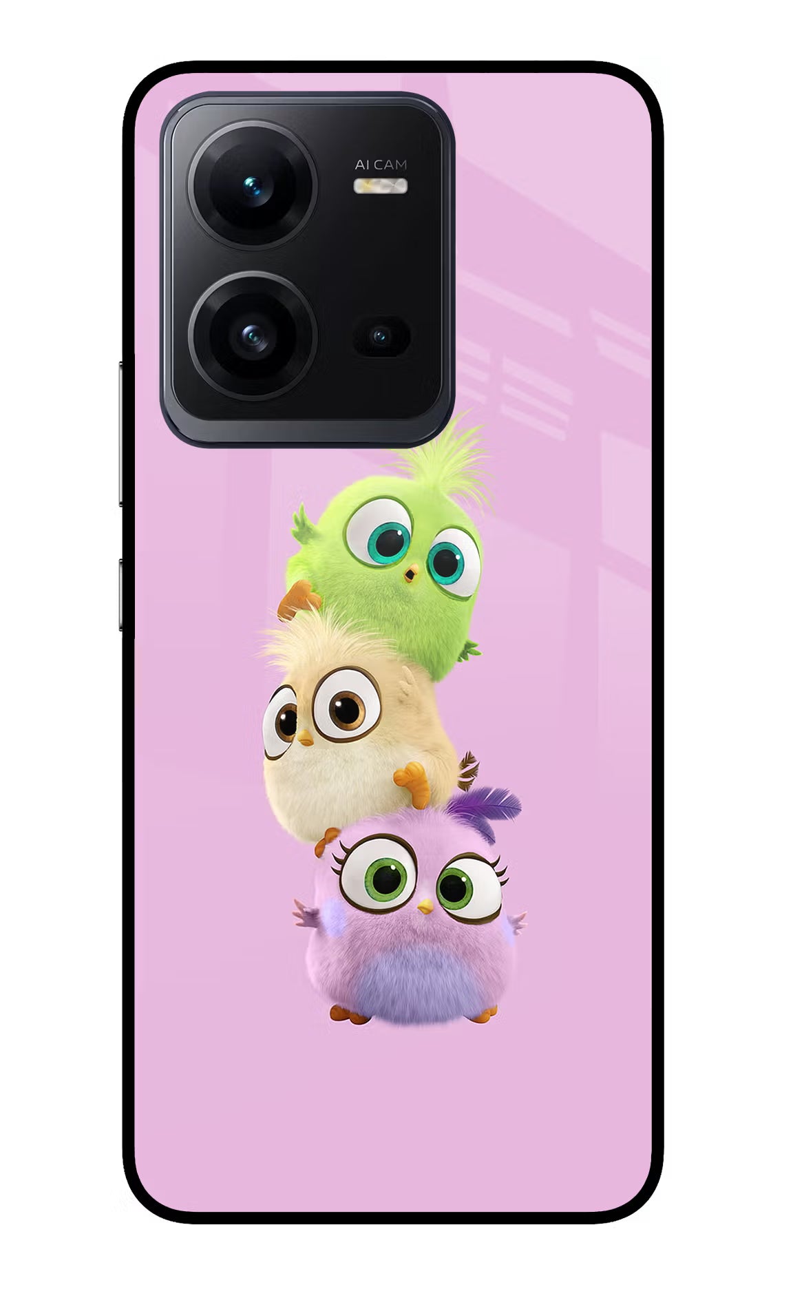 Cute Little Birds Vivo V25 5G Glass Case Back Cover by Casekaro