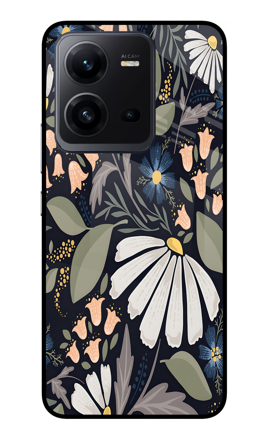 Flowers Art Vivo V25 5G Back Cover