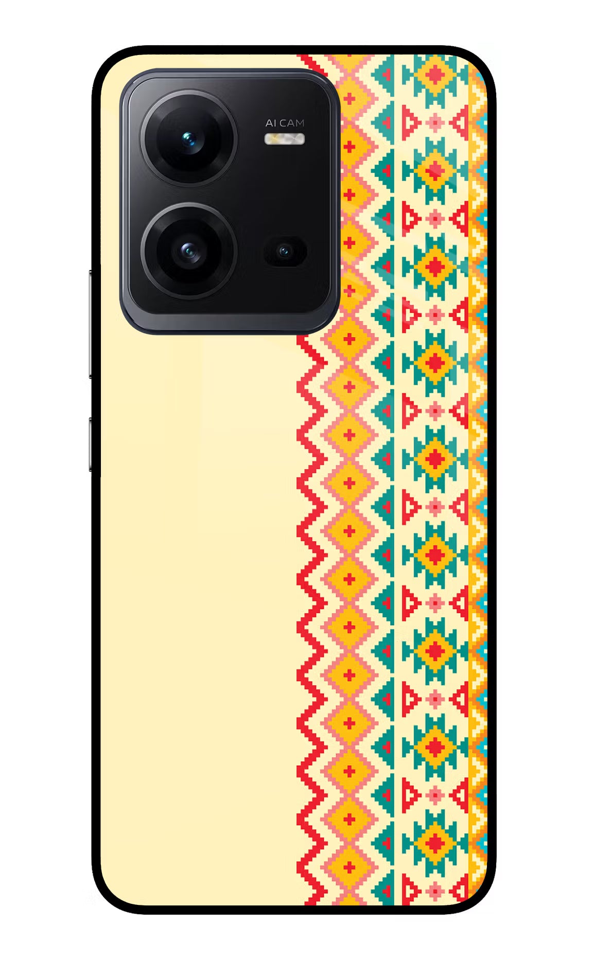 Ethnic Seamless Vivo V25 5G Glass Case Back Cover by Casekaro